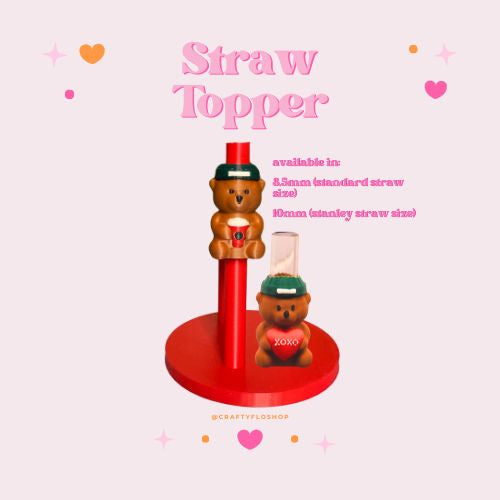 Valentines Starbucks bear cup inspired 3D Printed Straw Toppers Drinkware Accessories Customized Stylish