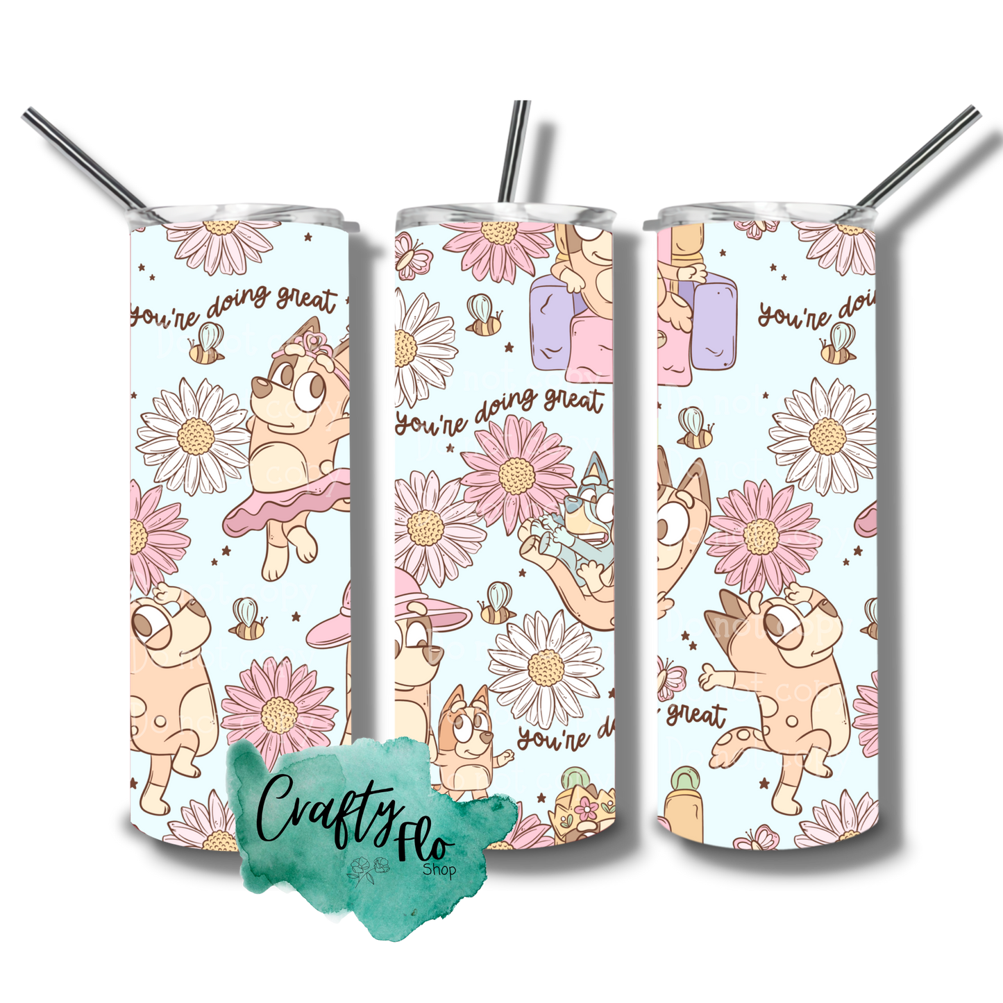 You're doing great mom tumbler| mom from blue dog cartoon INSPIRED 20oz stainless steel tumbler with straw