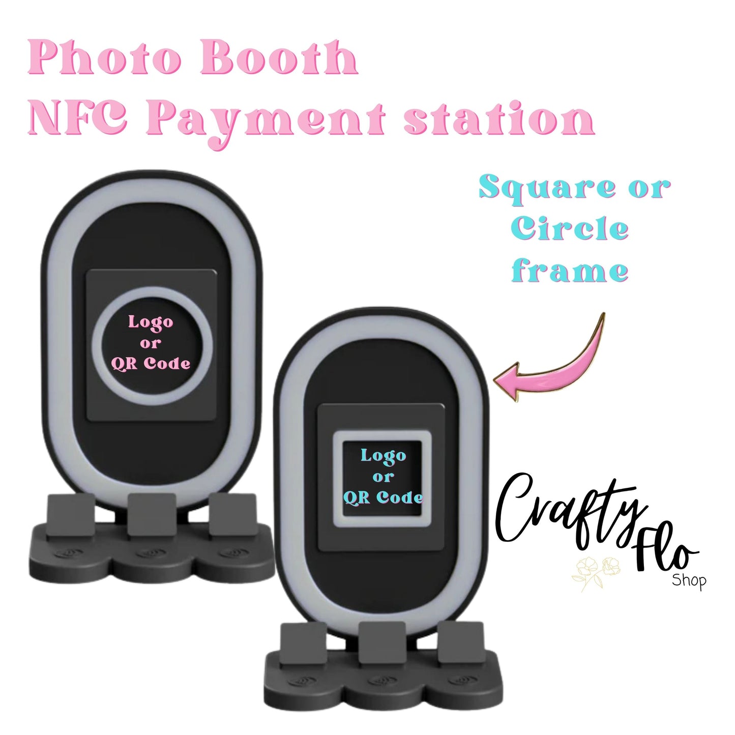 PhotoBooth NFC Smart Tap Payment Station – Tap to Pay Sign | Contactless Checkout Display | Smart Tap | NFC | Custom QR Code Stand