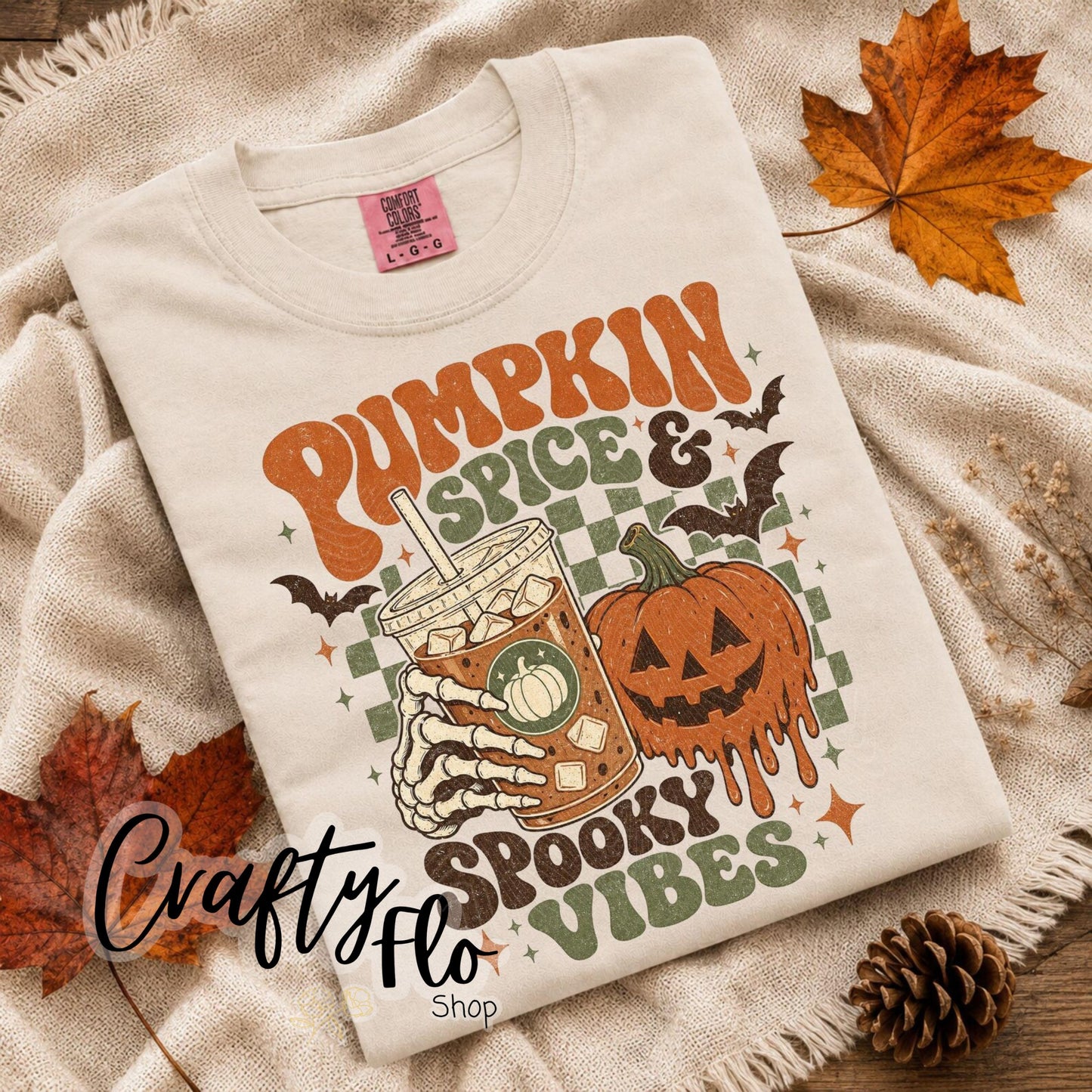 Pumpkin Spice Spooky Vibes Graphic Sweatshirt or Tshirt- apparel | Unisex Fabric, Comfortable Fit, Valentines - Pullover
