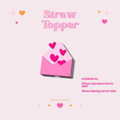 Valentines  inspired 3D Printed Straw Toppers Drinkware Accessories Customized Stylish