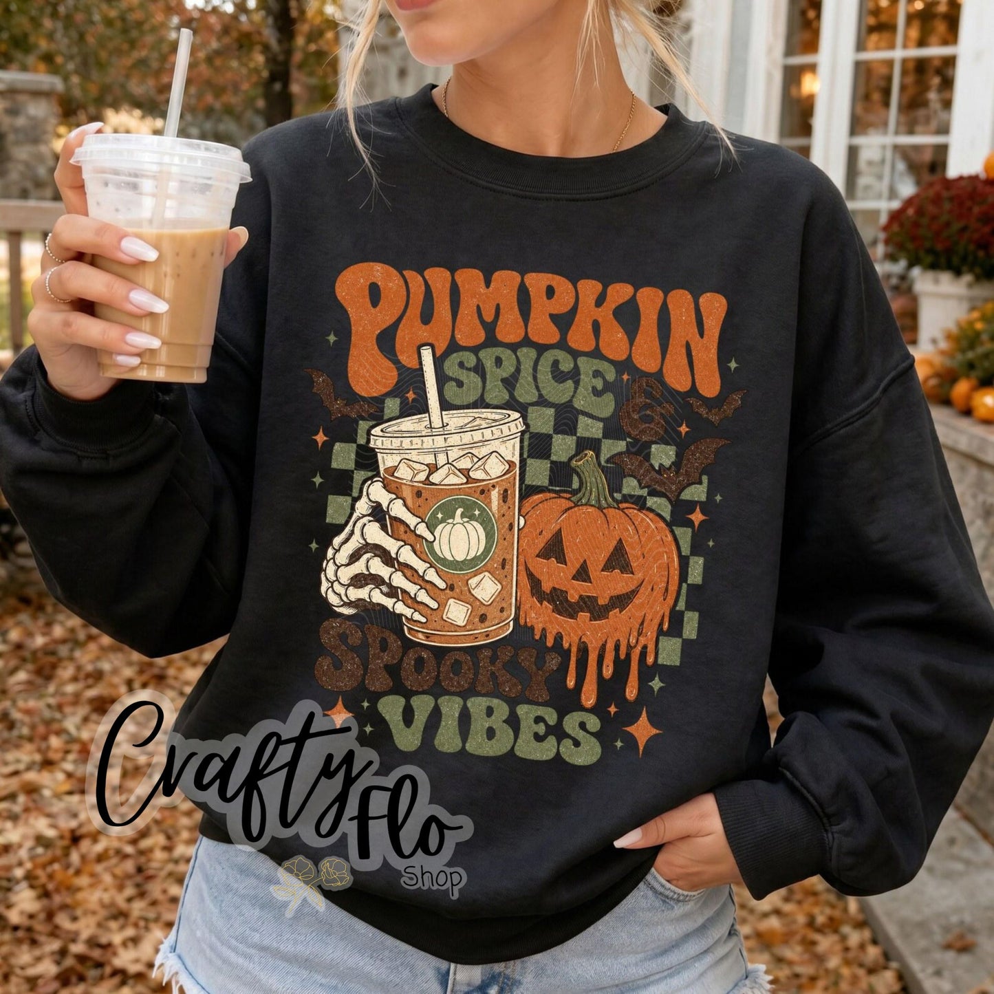 Pumpkin Spice Spooky Vibes Graphic Sweatshirt or Tshirt- apparel | Unisex Fabric, Comfortable Fit, Valentines - Pullover