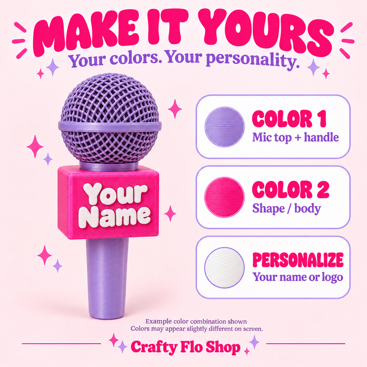 3D Printed Mini Microphone Hollyland Microphone Holder Mic Accessories Custom Name