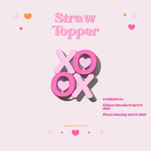 Valentines  inspired 3D Printed Straw Toppers Drinkware Accessories Customized Stylish