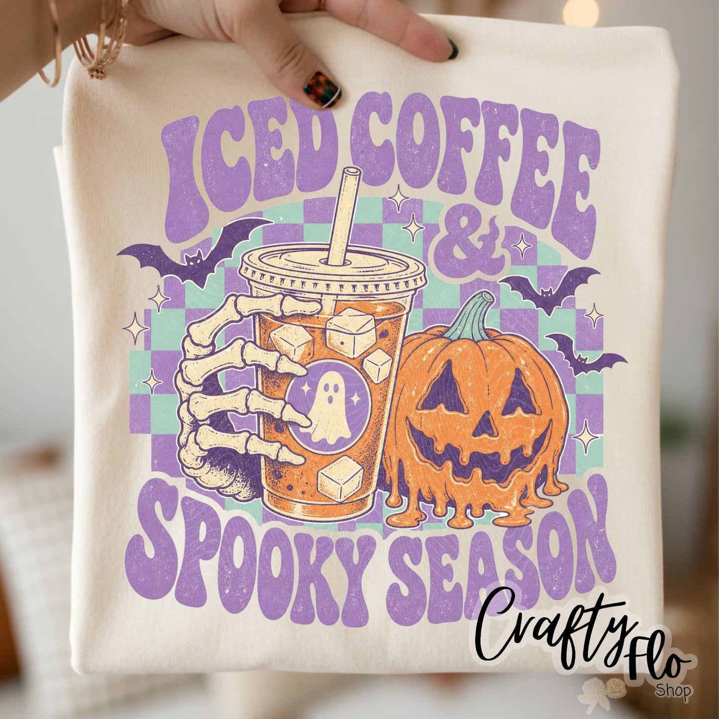 Iced coffee Spooky season Graphic Sweatshirt or Tshirt- apparel | Unisex Fabric, Comfortable Fit, Valentines - Pullover