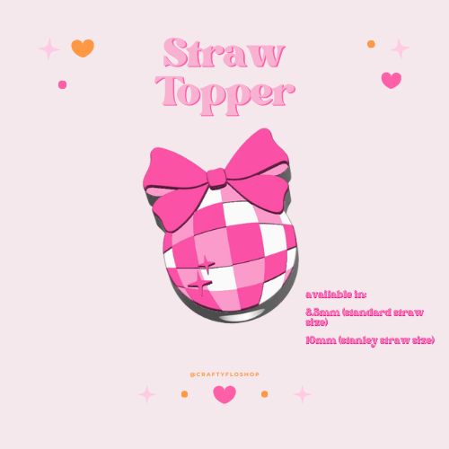 Cute Disco Ball with Bow inspired 3D Printed Straw Toppers Drinkware Accessories Customized Stylish