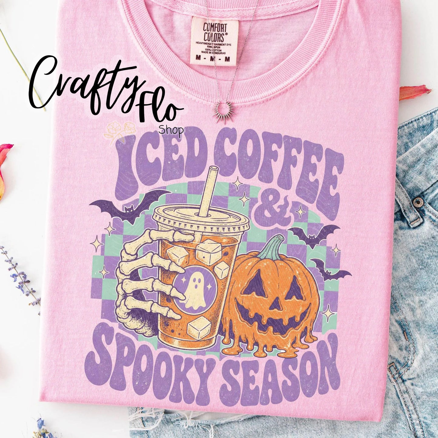 Iced coffee Spooky season Graphic Sweatshirt or Tshirt- apparel | Unisex Fabric, Comfortable Fit, Valentines - Pullover