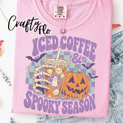 Iced coffee Spooky season Graphic Sweatshirt or Tshirt- apparel | Unisex Fabric, Comfortable Fit, Valentines - Pullover