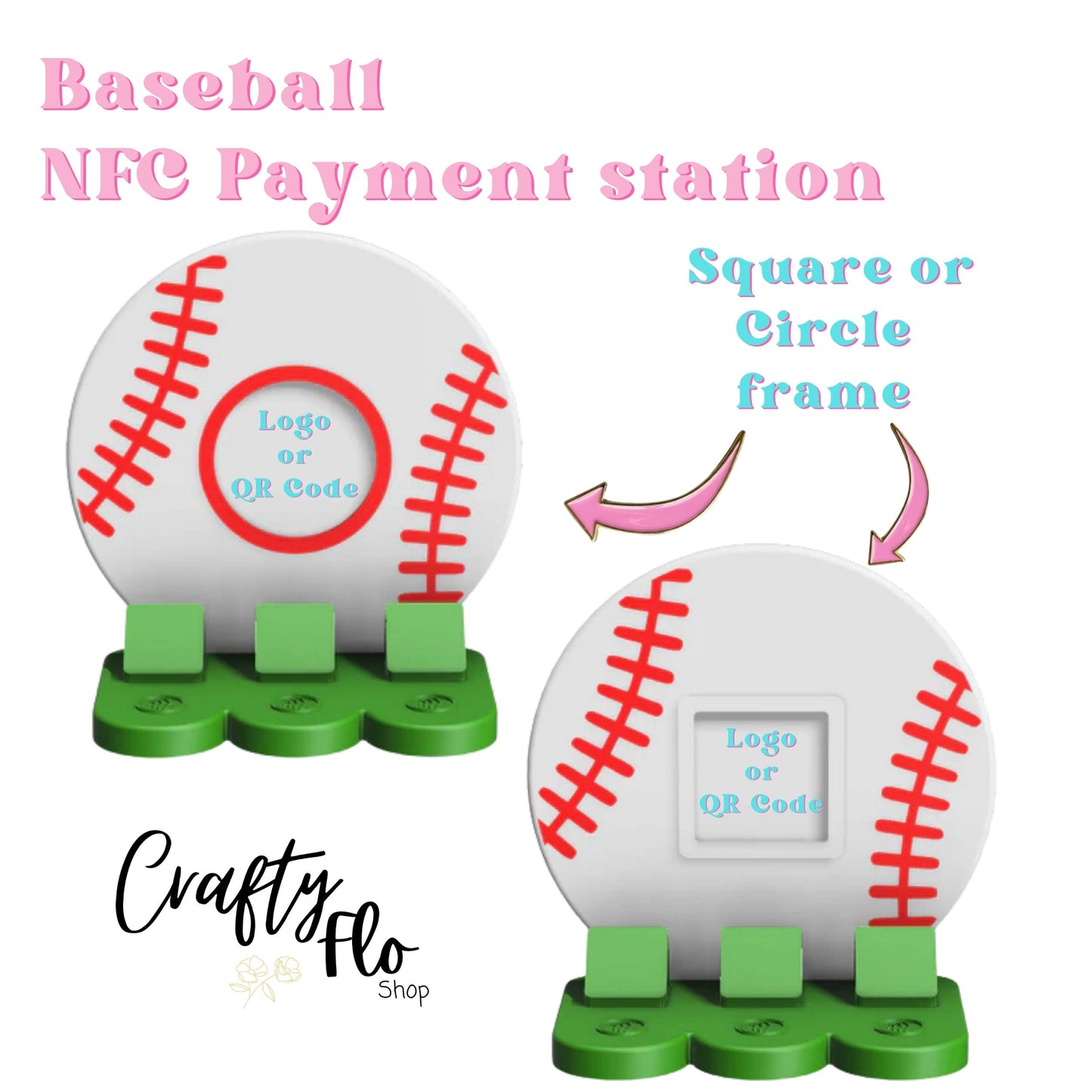 Baseball NFC Smart Tap Payment Station – Tap to Pay Sign | Contactless Checkout Display | Smart Tap | NFC | Custom QR Code Stand