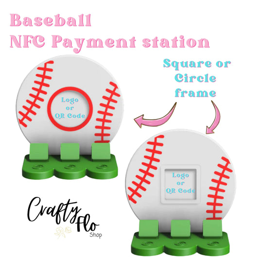Baseball NFC Smart Tap Payment Station – Tap to Pay Sign | Contactless Checkout Display | Smart Tap | NFC | Custom QR Code Stand