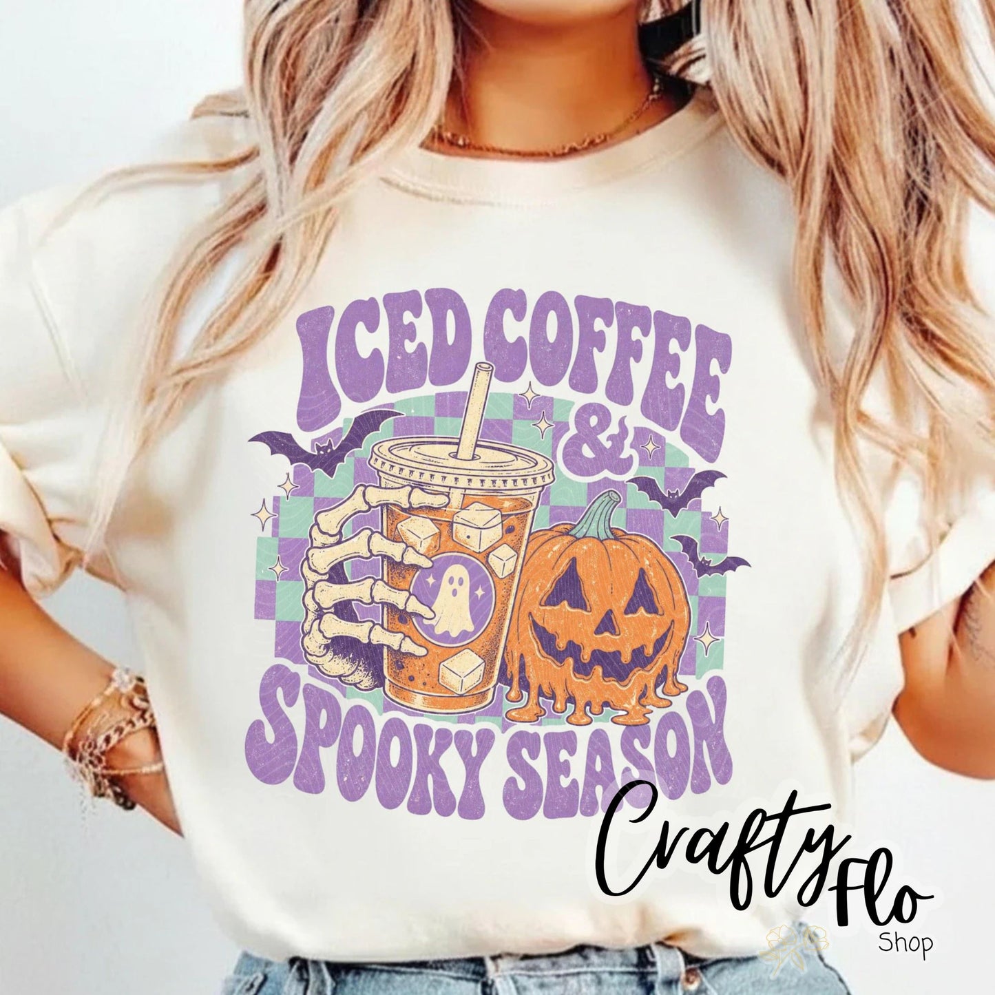 Iced coffee Spooky season Graphic Sweatshirt or Tshirt- apparel | Unisex Fabric, Comfortable Fit, Valentines - Pullover