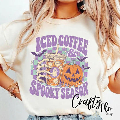 Iced coffee Spooky season Graphic Sweatshirt or Tshirt- apparel | Unisex Fabric, Comfortable Fit, Valentines - Pullover