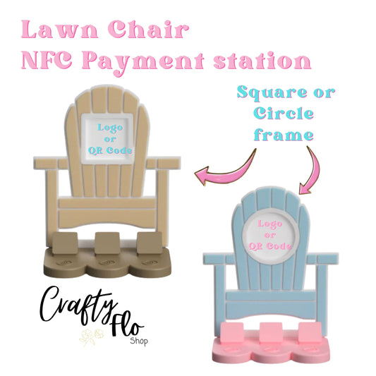 Lawn Chair NFC Smart Tap Payment Station – Tap to Pay Sign | Contactless Checkout Display | Smart Tap | NFC | Custom QR Code Stand