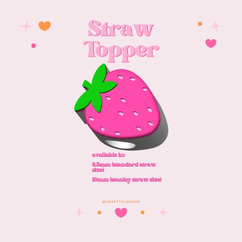 Valentines  inspired 3D Printed Straw Toppers Drinkware Accessories Customized Stylish