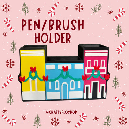 Casitas de Navidad en Puerto Rico Inspired Desk Organizer| Pen and Pencil Holder Custom 3D Printed Brush Holder Office Study Stationery Desktop Storage Marker Organizer