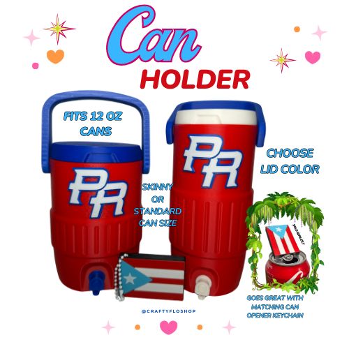 Puerto Rico 12oz Can Holder with Handle – 3D Printed – PR Tumbler Style Can Holder Energy drink Holder