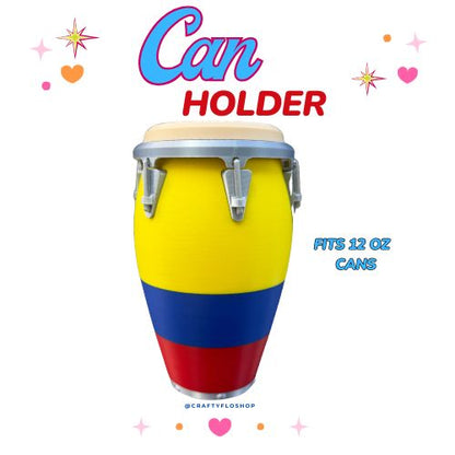 Colombia Flag Conga inspired 12oz Can Holder – 3D Printed – Caribbean Tumbler Style Can Holder Energy drink Holder