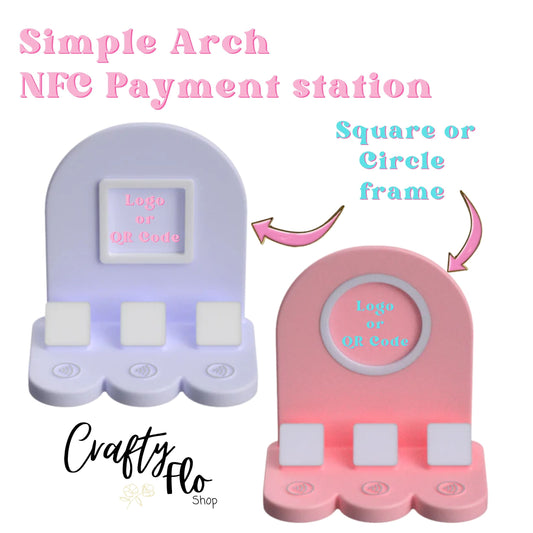 Simple Arch NFC Smart Tap Payment Station – Tap to Pay Sign | Contactless Checkout Display | Smart Tap | NFC | Custom QR Code Stand