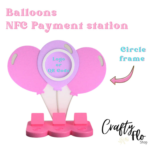 Balloons NFC Smart Tap Payment Station – Tap to Pay Sign | Contactless Checkout Display | Smart Tap | NFC | Custom QR Code Stand