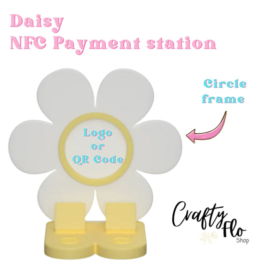 Daisy NFC Smart Tap Payment Station – Tap to Pay Sign | Contactless Checkout Display | Smart Tap | NFC | Custom QR Code Stand