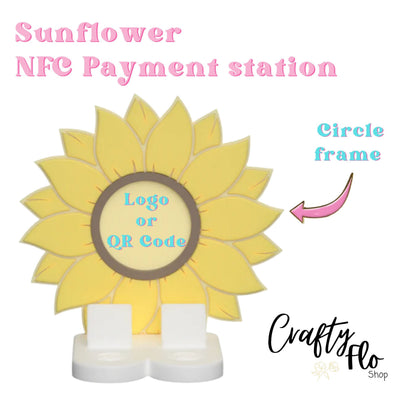 Sunflower NFC Smart Tap Payment Station – Tap to Pay Sign | Contactless Checkout Display | Smart Tap | NFC | Custom QR Code Stand