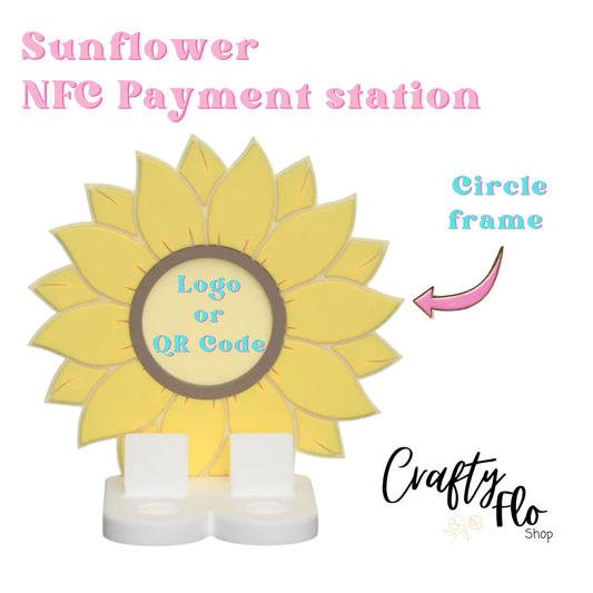 Sunflower NFC Smart Tap Payment Station – Tap to Pay Sign | Contactless Checkout Display | Smart Tap | NFC | Custom QR Code Stand