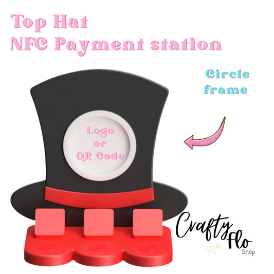 Top Hat NFC Smart Tap Payment Station – Tap to Pay Sign | Contactless Checkout Display | Smart Tap | NFC | Custom QR Code Stand