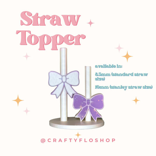 WHOLESALE- Cute Holographic Coquette Bow Straw topper | INDIVIDUAL COLORS | Drinkware Accessories | 3D Printed straw toppers