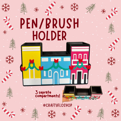 Casitas de Navidad en Puerto Rico Inspired Desk Organizer| Pen and Pencil Holder Custom 3D Printed Brush Holder Office Study Stationery Desktop Storage Marker Organizer