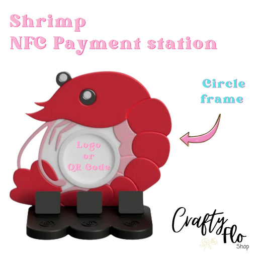 Shrimp NFC Smart Tap Payment Station – Tap to Pay Sign | Contactless Checkout Display | Smart Tap | NFC | Custom QR Code Stand