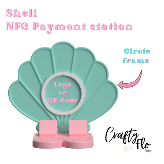 Shell NFC Smart Tap Payment Station – Tap to Pay Sign | Contactless Checkout Display | Smart Tap | NFC | Custom QR Code Stand