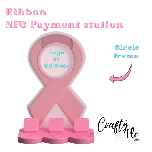 Ribbon NFC Smart Tap Payment Station – Tap to Pay Sign | Contactless Checkout Display | Smart Tap | NFC | Custom QR Code Stand