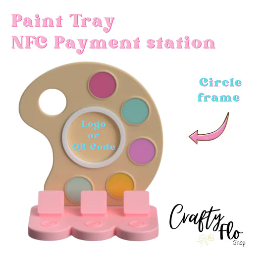 Paint Tray NFC Smart Tap Payment Station – Tap to Pay Sign | Contactless Checkout Display | Smart Tap | NFC | Custom QR Code Stand