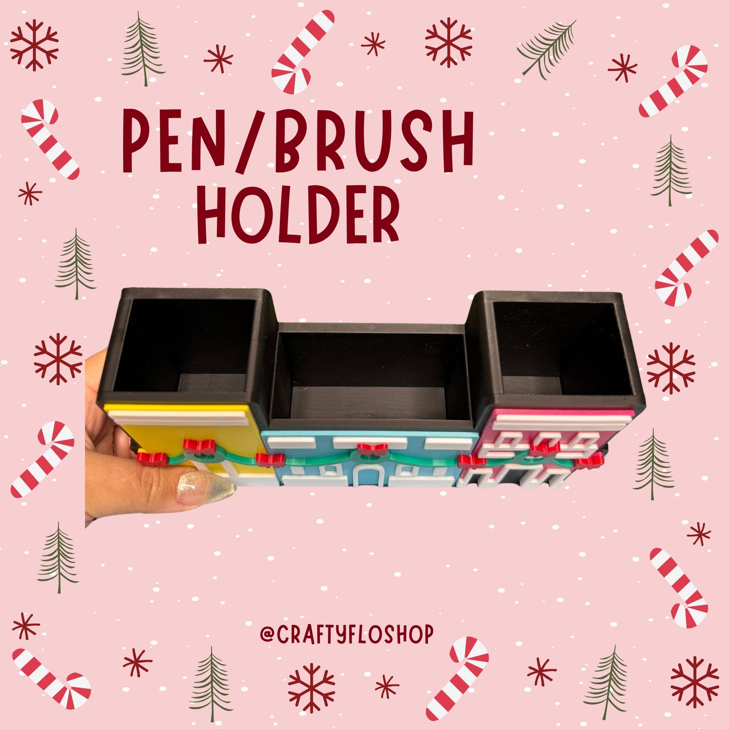 Casitas de Navidad en Puerto Rico Inspired Desk Organizer| Pen and Pencil Holder Custom 3D Printed Brush Holder Office Study Stationery Desktop Storage Marker Organizer