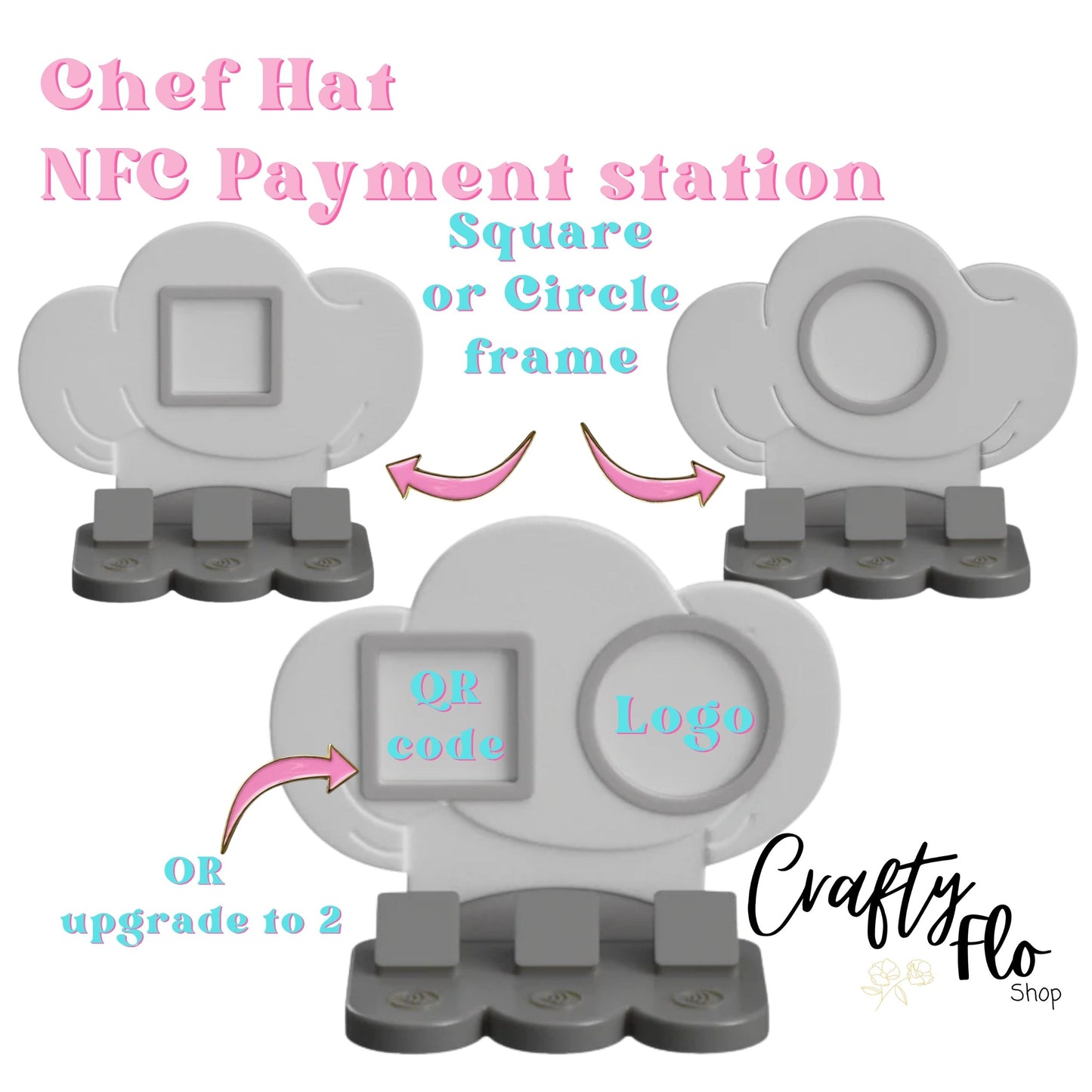 Chef's Hat NFC Smart Tap Payment Station – Tap to Pay Sign | Contactless Checkout Display | Smart Tap | NFC | Custom QR Code Stand