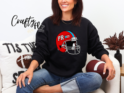 PR Football helmet Graphic Sweatshirt - Fall apparel | Unisex Fabric, Comfortable Fit, football Season - Pullover