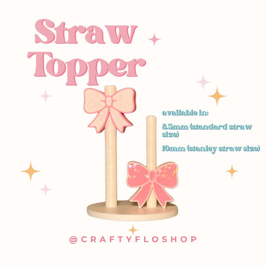 WHOLESALE- Cute Holographic Coquette Bow Straw topper | INDIVIDUAL COLORS | Drinkware Accessories | 3D Printed straw toppers