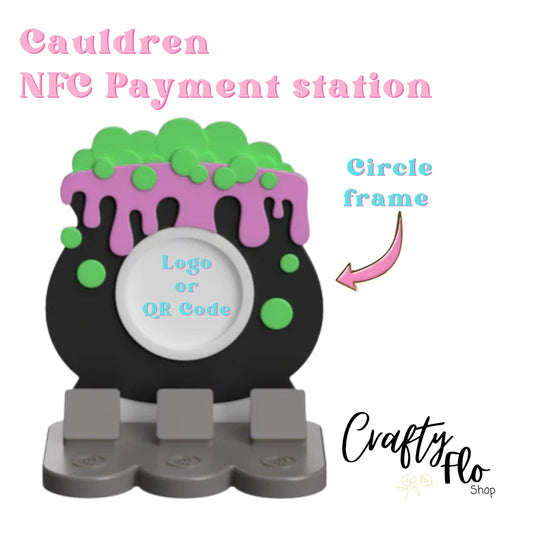 Cauldron NFC Smart Tap Payment Station – Tap to Pay Sign | Contactless Checkout Display | Smart Tap | NFC | Custom QR Code Stand