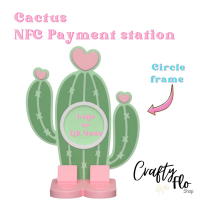 Cactus NFC Smart Tap Payment Station – Tap to Pay Sign | Contactless Checkout Display | Smart Tap | NFC | Custom QR Code Stand