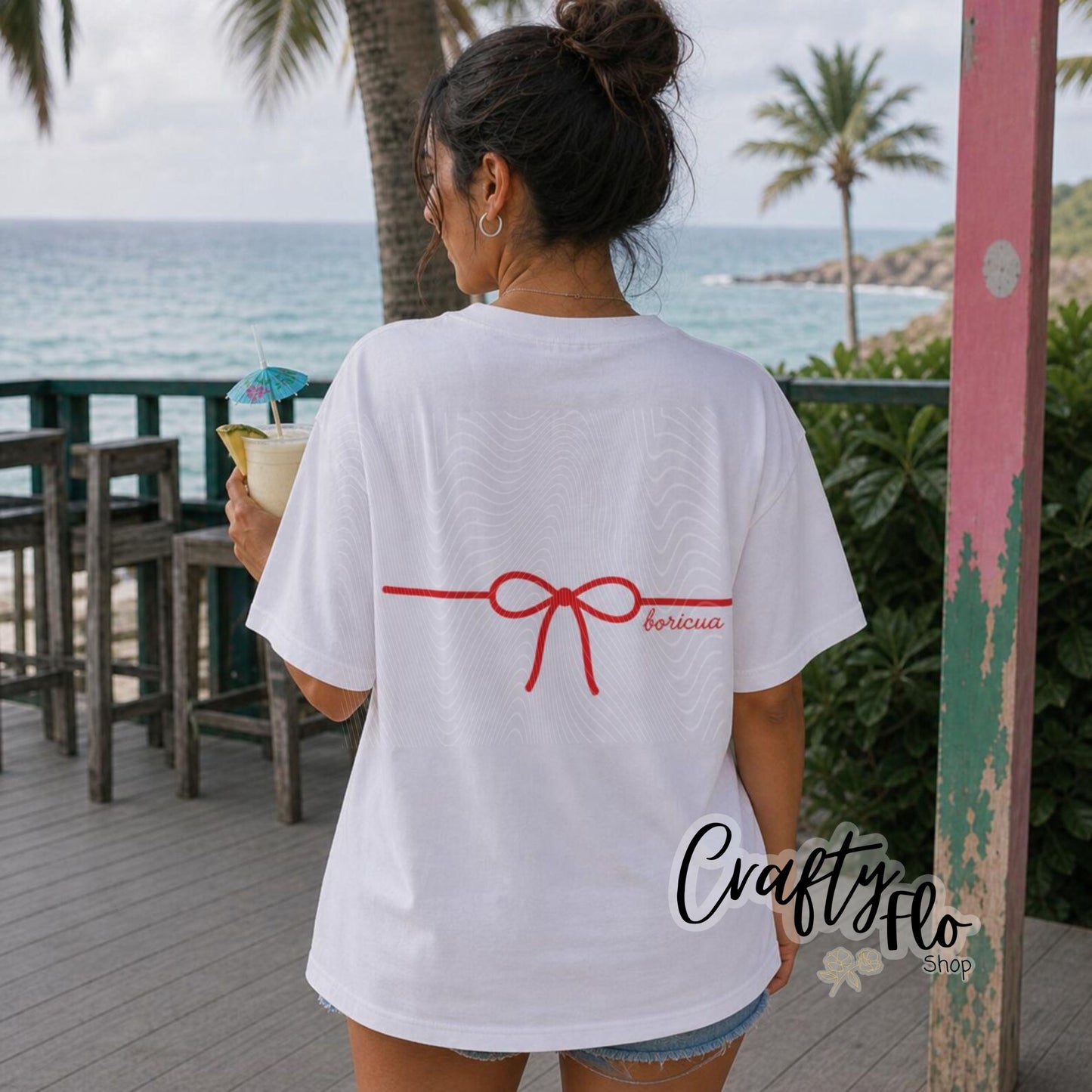 PR flag Bikini top tee, Graphic T-Shirt Latin Tee, Reggaeton Fan Gift, Streetwear for Reggaeton Lovers, Puerto Rican streetwear