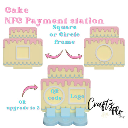 Cake NFC Smart Tap Payment Station – Tap to Pay Sign | Contactless Checkout Display | Smart Tap | NFC | Custom QR Code Stand