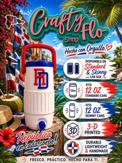 Dominican Republic 12oz Can Holder with Handle – 3D Printed – PR Tumbler Style Can Holder Energy drink Holder