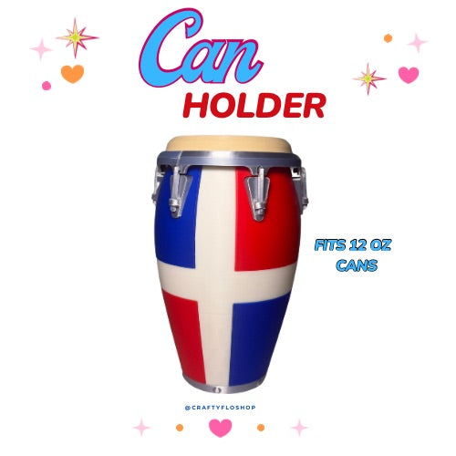 Conga Dominicana inspired 12oz Can Holder – 3D Printed – PR Tumbler Style Can Holder Energy drink Holder