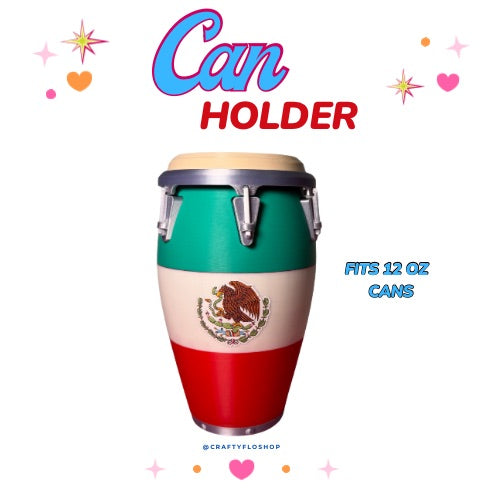 Mexico Flag Conga inspired 12oz Can Holder – 3D Printed – Caribbean Tumbler Style Can Holder Energy drink Holder