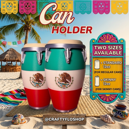 Mexico Flag Conga inspired 12oz Can Holder – 3D Printed – Caribbean Tumbler Style Can Holder Energy drink Holder