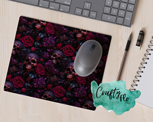 Dark Romance inspired Mouse Pad| Fantasy reader office essentials| skulls and roses Mouse pad