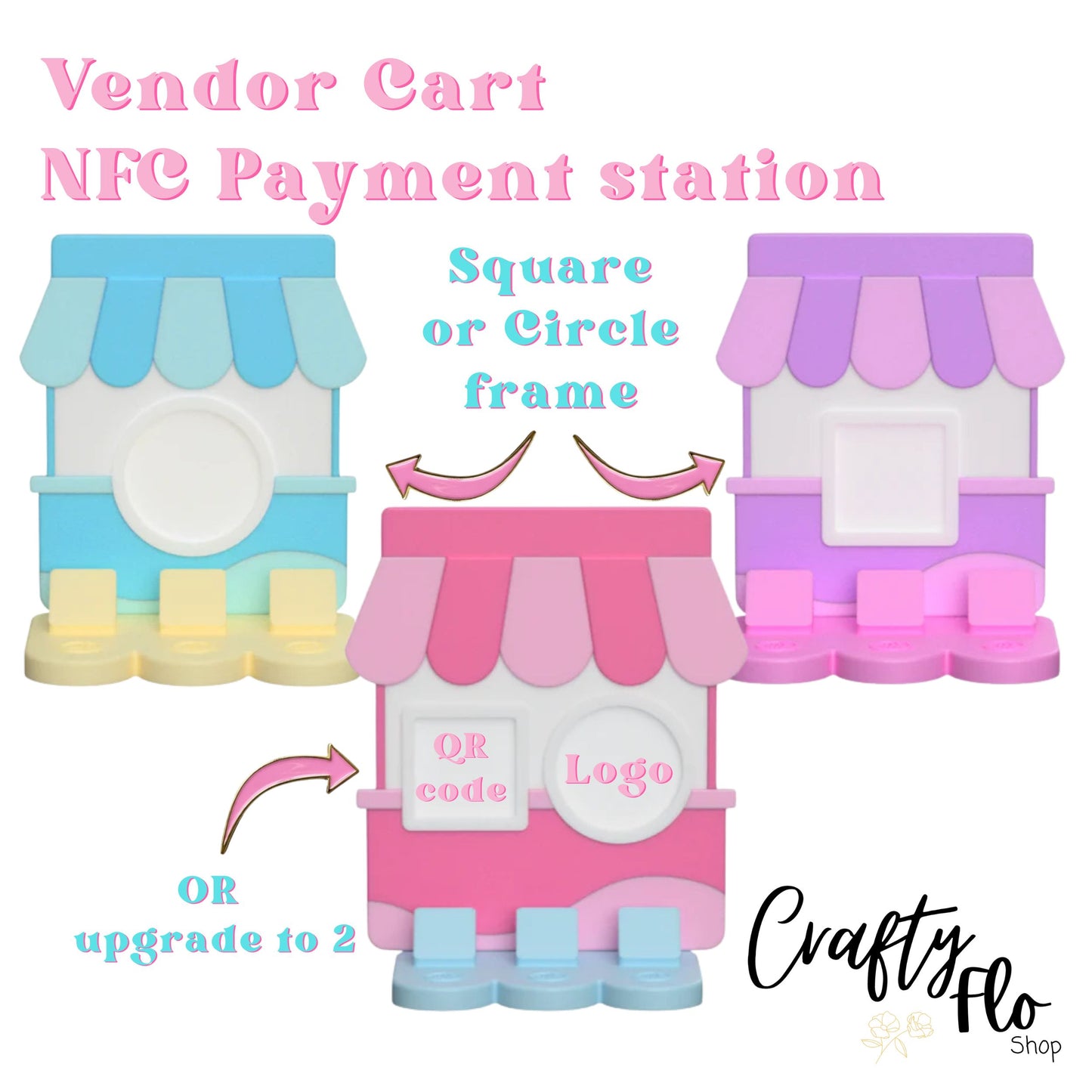 Vendor Cart NFC Smart Tap Payment Station – Tap to Pay Sign | Contactless Checkout Display | Smart Tap | NFC | Custom QR Code Stand