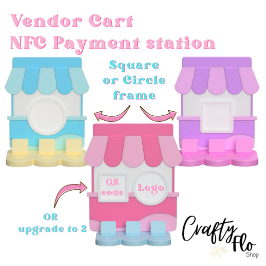 Vendor Cart NFC Smart Tap Payment Station – Tap to Pay Sign | Contactless Checkout Display | Smart Tap | NFC | Custom QR Code Stand