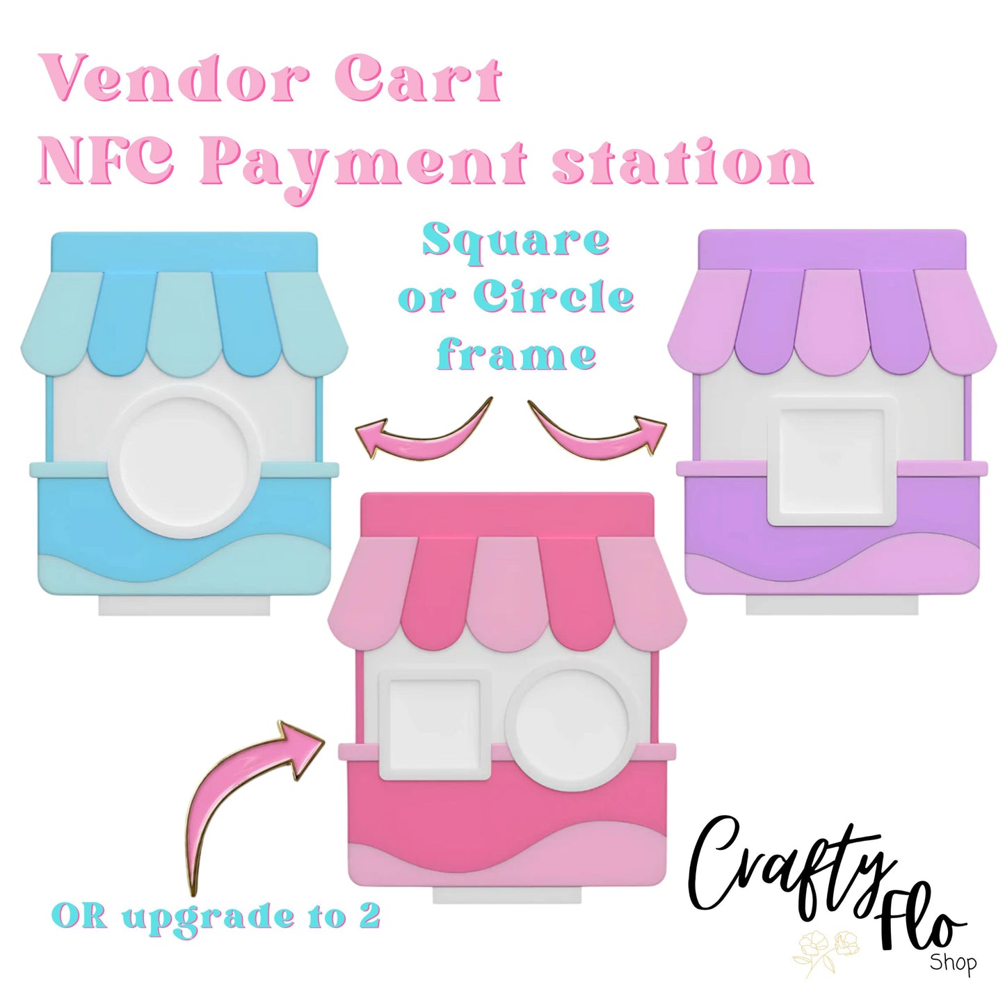 Vendor Cart NFC Smart Tap Payment Station – Tap to Pay Sign | Contactless Checkout Display | Smart Tap | NFC | Custom QR Code Stand