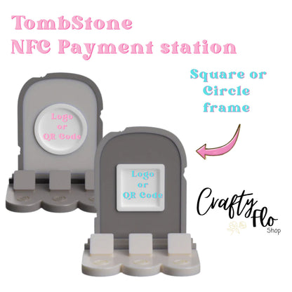 Tombstone NFC Smart Tap Payment Station – Tap to Pay Sign | Contactless Checkout Display | Smart Tap | NFC | Custom QR Code Stand